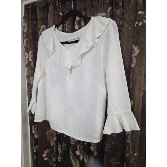 Bryn Walker Ruffle Linen Top Medium - Picture 3 of 15